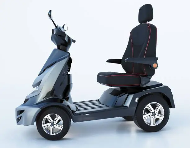 Photo of Black mobility scooter against white background