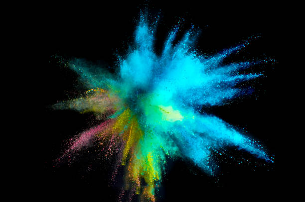 istock Colored powder explosion. Abstract closeup dust on backdrop. Colorful explode. Paint holi 1084162578