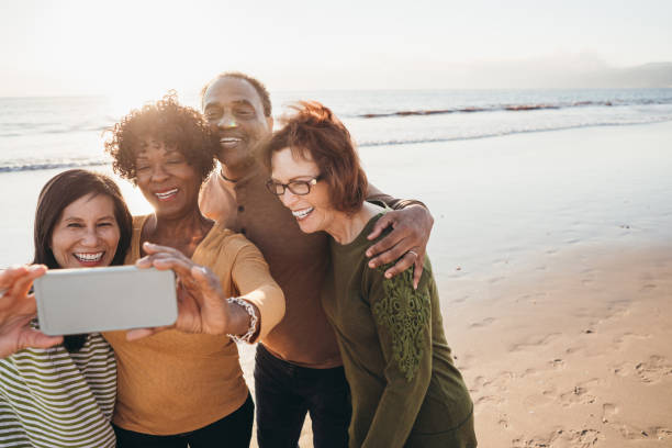 istock Taking selfie with old friends 1084167348