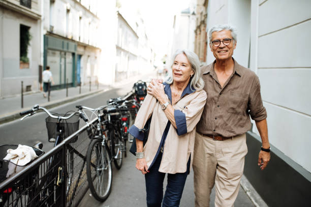istock Retirement and  couple in a trip to Paris 1084167478
