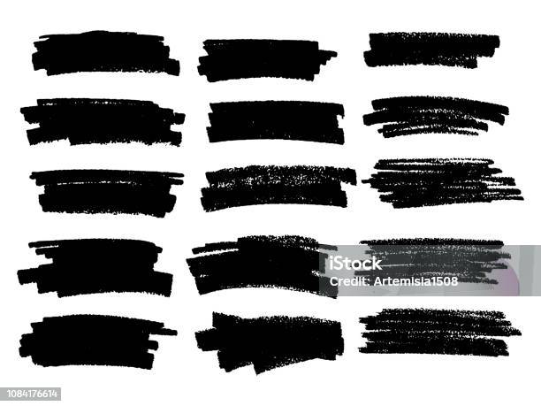 Marker Black Lines Vector Highlighter Brush Lines Hand Drawing Stock Illustration - Download Image Now