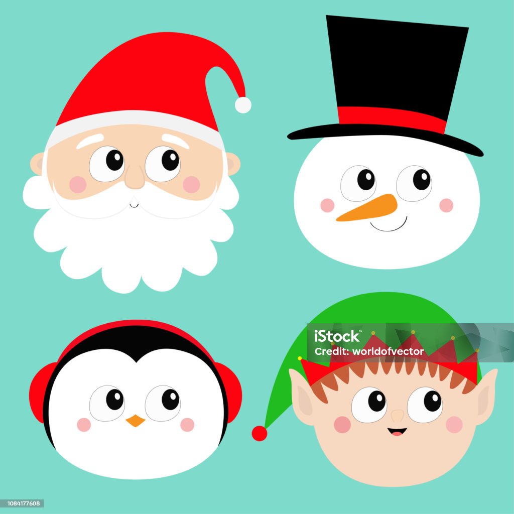 Ilustración de Feliz Navidad Año Nuevo Pájaro De Elfo De Santa Claus Muñeco De Nieve Pingüino Redonda Cara Icono Cabeza De Conjunto Personaje De Dibujos Animados Lindo Simpático Bebé Spooky Tarjeta De Ilustración de Feliz Navidad Año Nuevo Pájaro De Elfo De Santa Claus Muñeco De Nieve Pingüino Redonda Cara Icono Cabeza De Conjunto Personaje De Dibujos Animados Lindo Simpático Bebé Spooky Tarjeta De