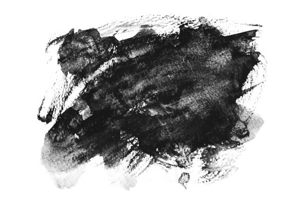 mão de espirrar, aquarela preto de desenho - foto de acervo