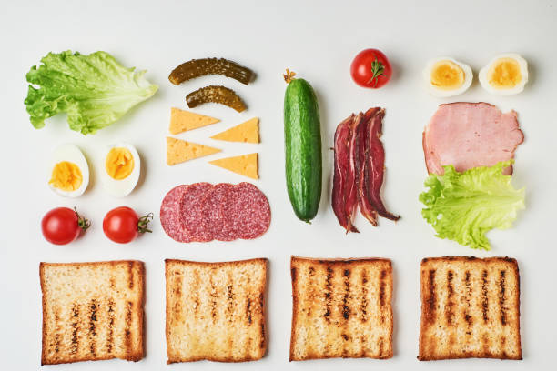 istock Sandwich ingredients on a white background, top view 1084195766