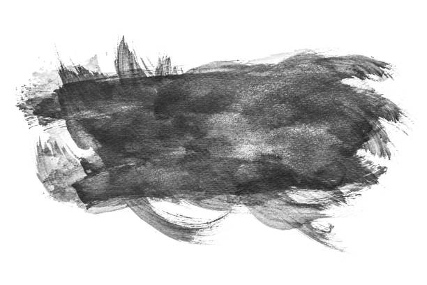 istock Black watercolor splashing on white background, hand paint on paper. 1084196656