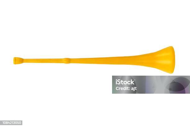 Vuvuzela On White Stock Photo - Download Image Now - Vuvuzela, Cut Out, Yellow