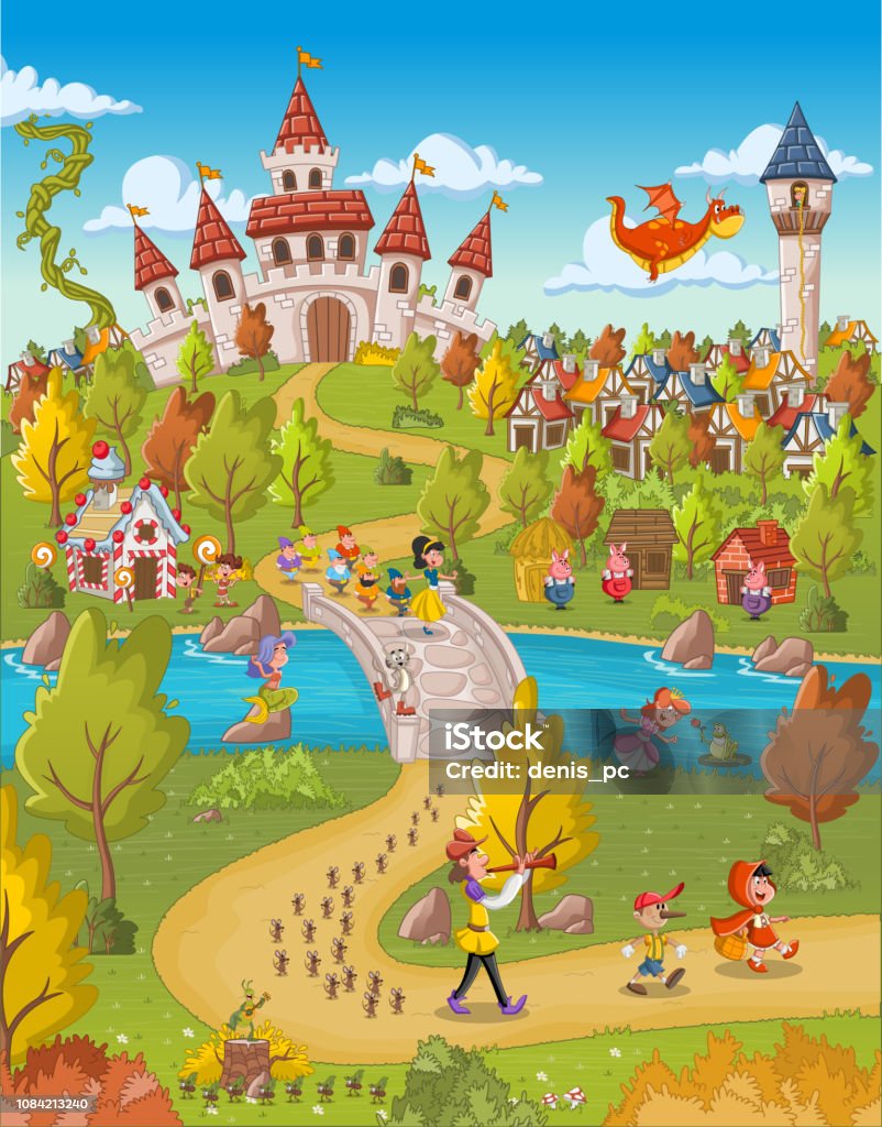 Magic world with fairy tale characters. Fairy Tale stock vector