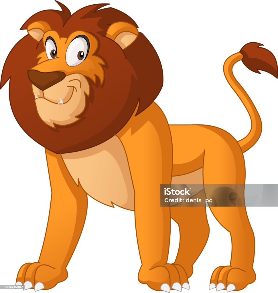 Cartoon Cute Lion Vector Illustration Of Funny Happy Animal Stock  Illustration - Download Image Now - iStock
