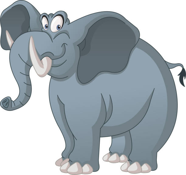 cartoon niedlichen elefanten. vektor-illustration lustig glücklich tier. - elefant stock-grafiken, -clipart, -cartoons und -symbole