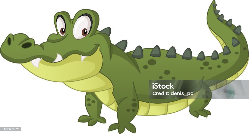 Dessin animé mignon crocodile. Illustration vectorielle de drôle alligator heureux. - clipart vectoriel de Alligator libre de droits