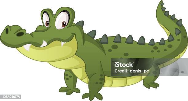 Dessin Animé Mignon Crocodile Illustration Vectorielle De Drôle Alligator Heureux Vecteurs libres de droits et plus d'images vectorielles de Alligator