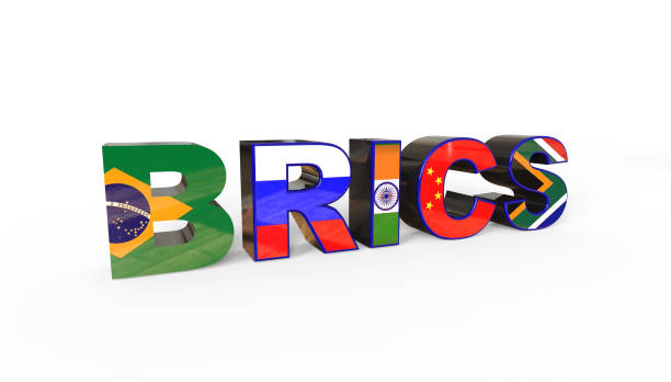 ilustración 3d de la asociación de brics, incluyendo brasil, rusia, india, china y sudáfrica - brics fotografías e imágenes de stock