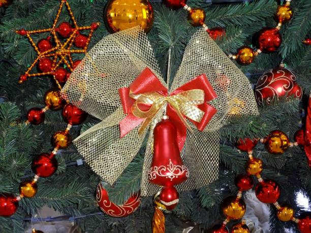 istock Christmas decoration on the tree close up 1084222204