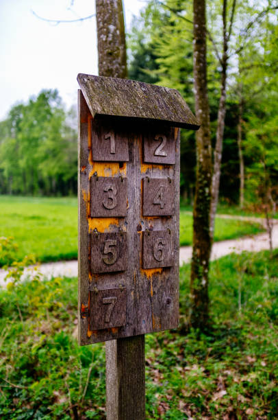 istock Weathered Wooden Numbers On Field 1084224152
