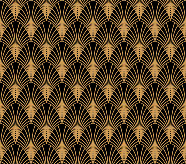 illustrazioni stock, clip art, cartoni animati e icone di tendenza di classico motivo art déco senza cuciture. ornamento geometrico ed elegante. texture antica vettoriale. - backgrounds wallpaper pattern victorian style