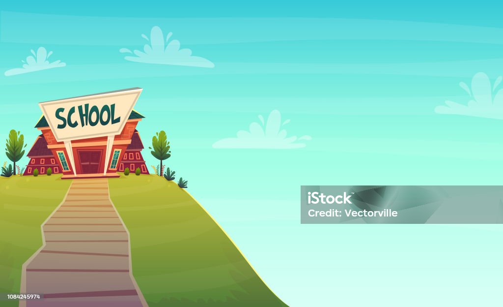 Cartoon School Background Wallpaper Place For Text Sign Funny Cheerful Card  Poster Vector Illustration Stock Illustration - Download Image Now - iStock