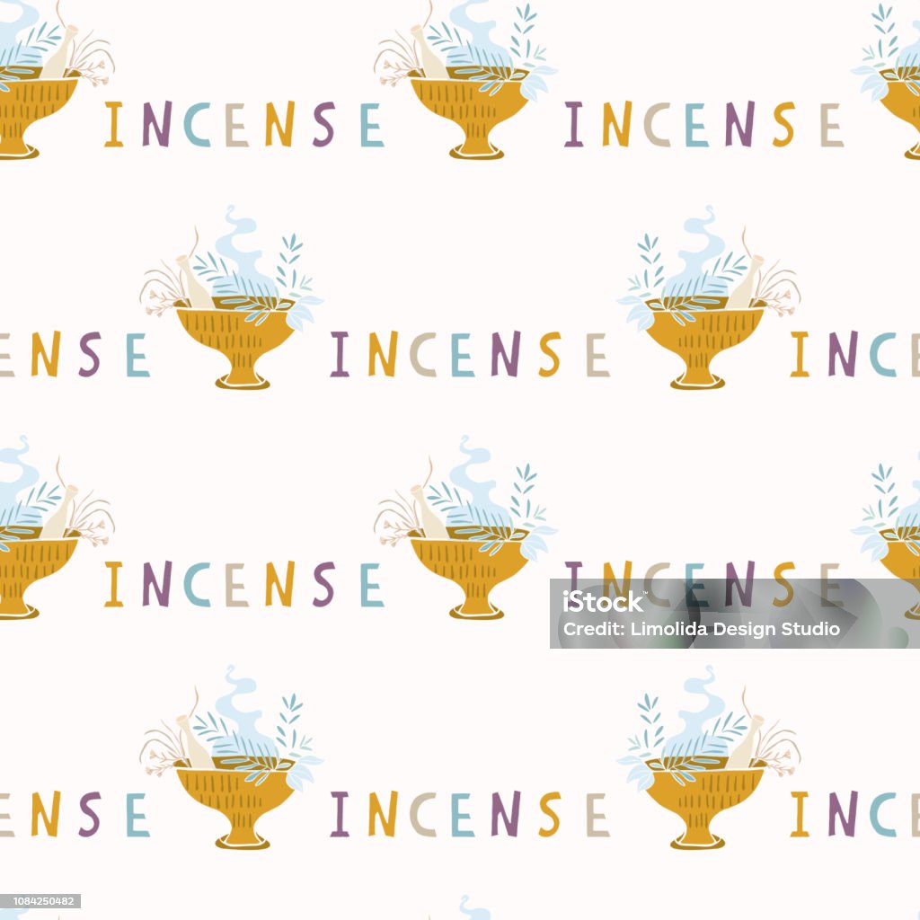Incense Pattern Sacred Burning Incense Cauldron Seamless Vector Pattern Stock ...