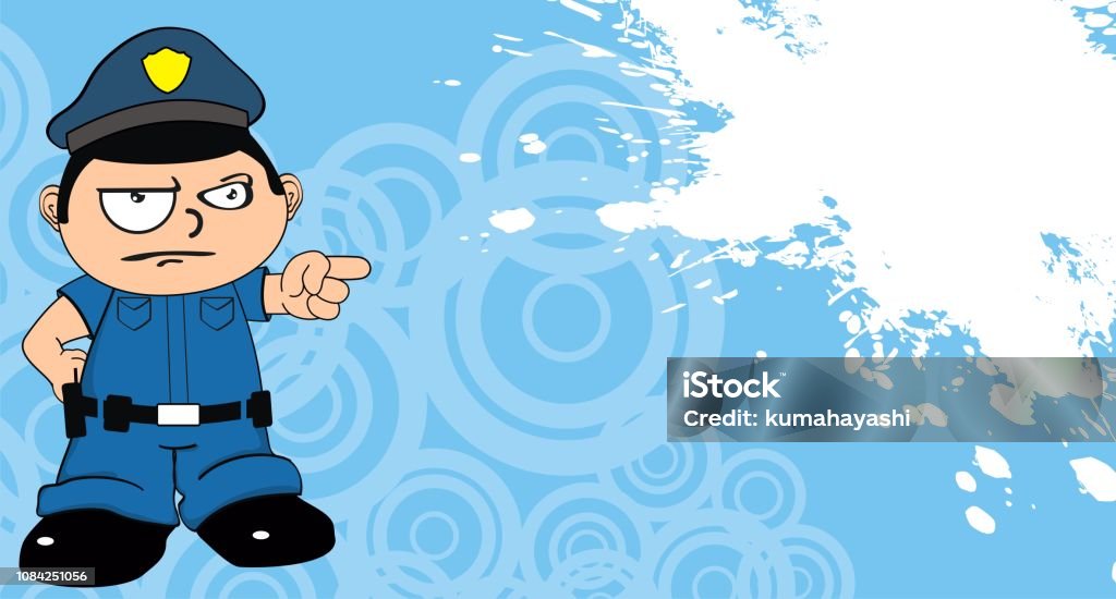 Funny Police Man Kid Cartoon Expression Background Stock Illustration -  Download Image Now - Caricature, Cartoon, Characters - iStock