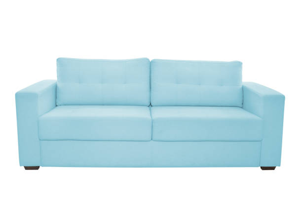 istock Three seats cozy color fabric sofa isolated on white 1084251356