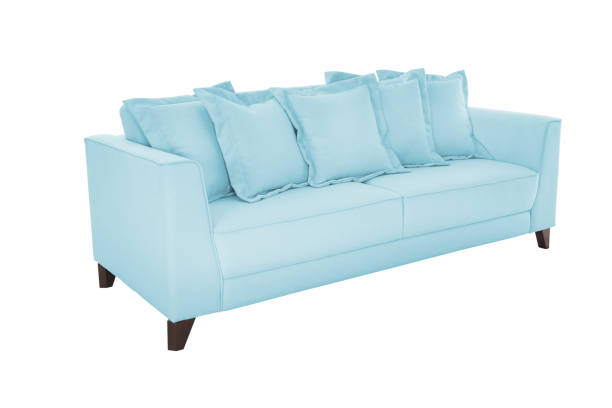 istock Three seats cozy color fabric sofa isolated on white 1084251676