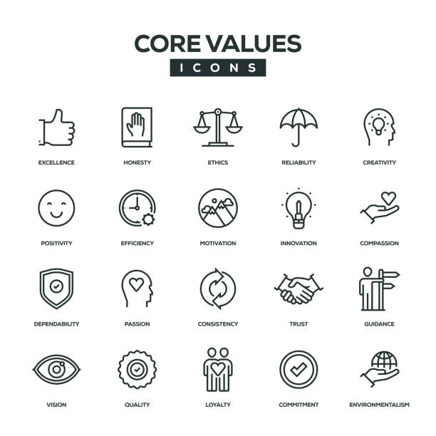 illustrations, cliparts, dessins animés et icônes de principales valeurs ligne icon set - silhouette handshake business customer