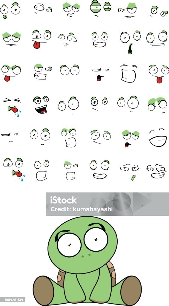 cute baby plush turtle kawaii style cartoon sitting expressions collection set cute baby plush turtle kawaii style cartoon sitting expressions collection set in vector format Affectionate stock vector