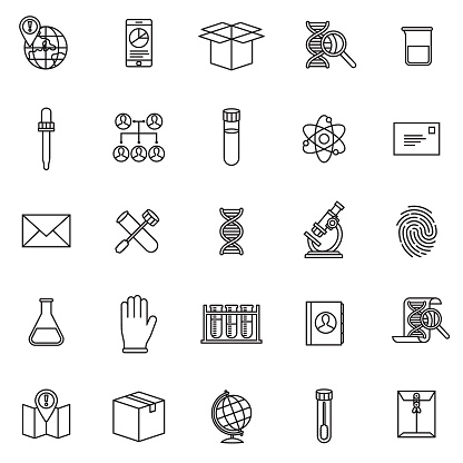 A thin line icon set. Black and white line art.