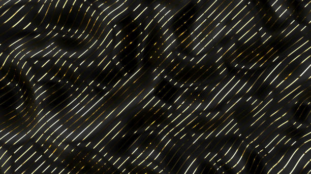 istock Abstract wavy background with black and gold stripes 1084273028