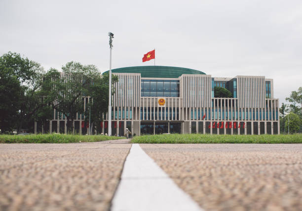 istock Vietnamese Flag On Building In City 1084278588