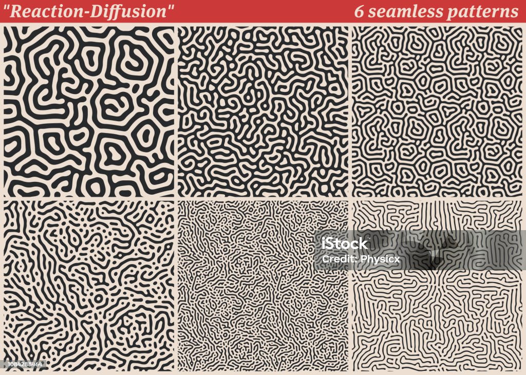 Diffusion Bald Pattern Set Of Diffusion Reaction Vector Seamless Pattern Black And White ...