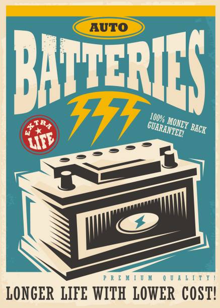 자동 라이트 배터리 빈티지 광고 디자인 서식 파일 - car backgrounds battery service stock illustrations