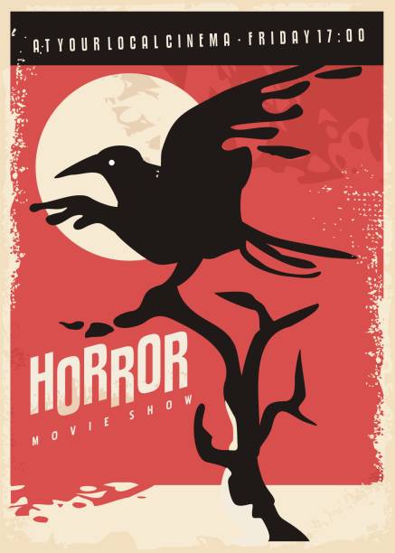 Horror Movies Retro Poster Design With Black Raven Stock Illustration -  Download Image Now - Poster, Film Poster, Horror - iStock