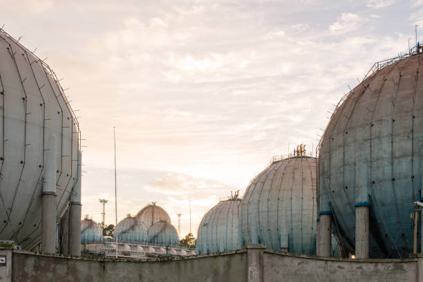 istock Natural gas tank in the Refinery industry. 1084295550