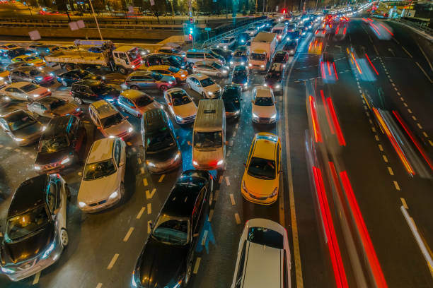 istock night traffic jam on the crossroad 1084299892