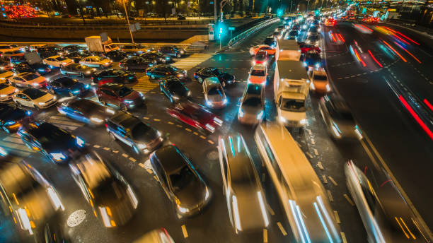 istock night traffic jam on the crossroad 1084299904