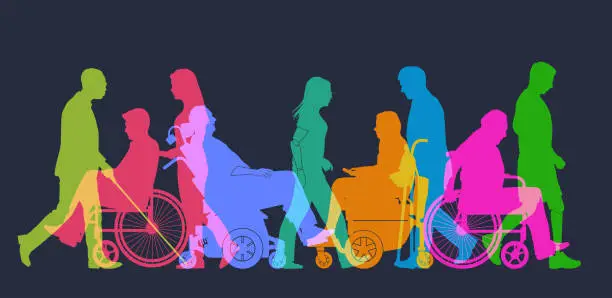 Vector illustration of Group of People with Different Disabilities