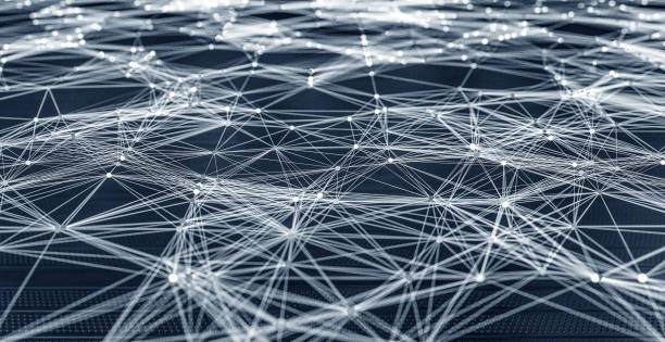 istock Abstract lines and spheres as organized background 1084312236