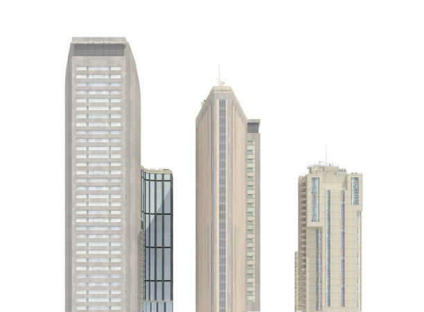 istock Modern buildings isolated on white background 3d illustration 1084317716