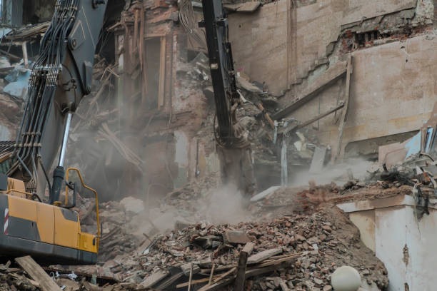 istock demolition of a multi-storey building with hydraulic shears, for future development of residential buildings 1084324832