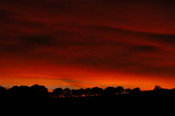 The beautiful sunset in Exeter, England.