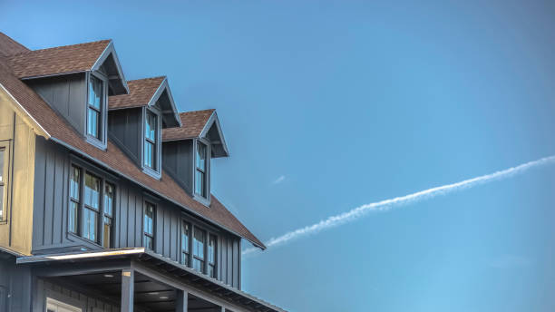 istock Contrail on the beautiful sky over home in Utah 1084329402