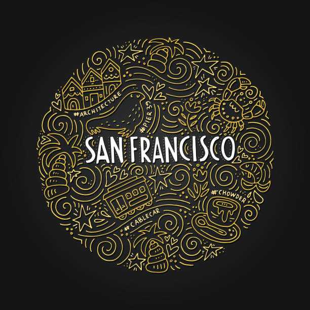 San Fransisco Illustration Symbols of San Fransisco chowder stock illustrations