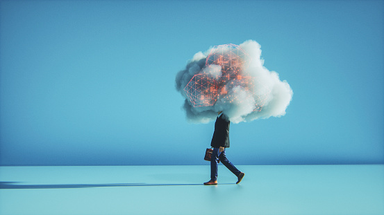 Humorous mobile cloud computing conceptual image.