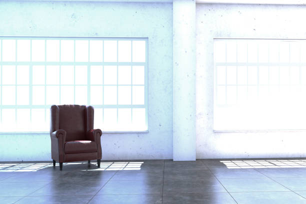 istock Red chair in the large room. 3D illustration. 1084347686