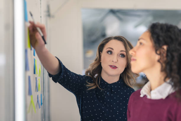 istock Female colleagues going over business strategy 1084349424