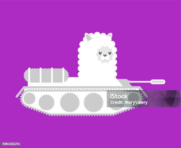 Military Llama Alpaca Tank Cute Fluffy War Machine Stock Illustration - Download Image Now