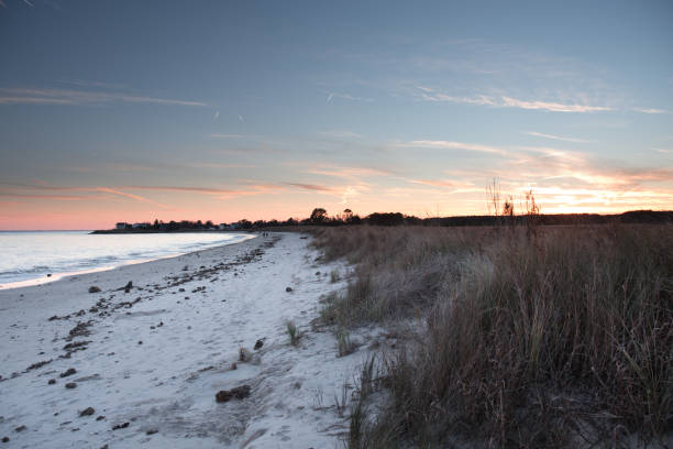 Norfolk Virginia, Beach Side Sunset Winter Sunset ocean beach and marsh hampton virginia stock pictures, royalty-free photos & images