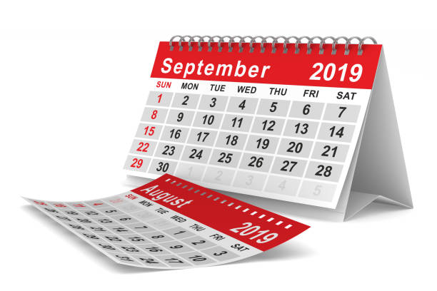 istock 2019 year. Calendar for September. Isolated 3D illustration 1084373446