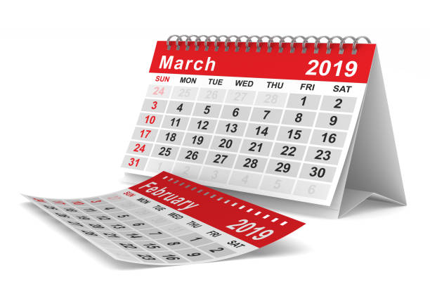 istock 2019 year. Calendar for March. Isolated 3D illustration 1084373460