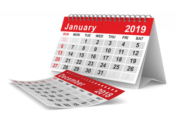istock 2019 year. Calendar for January. Isolated 3D illustration 1084373464